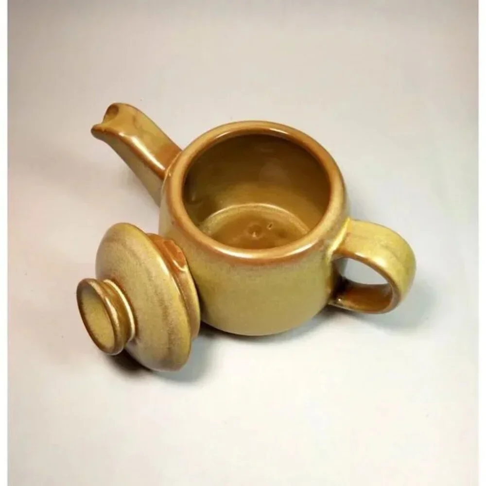 Vintage Set of Frankoma 6J Plainsman Desert Gold Teapot and Mug for Tea Coffee